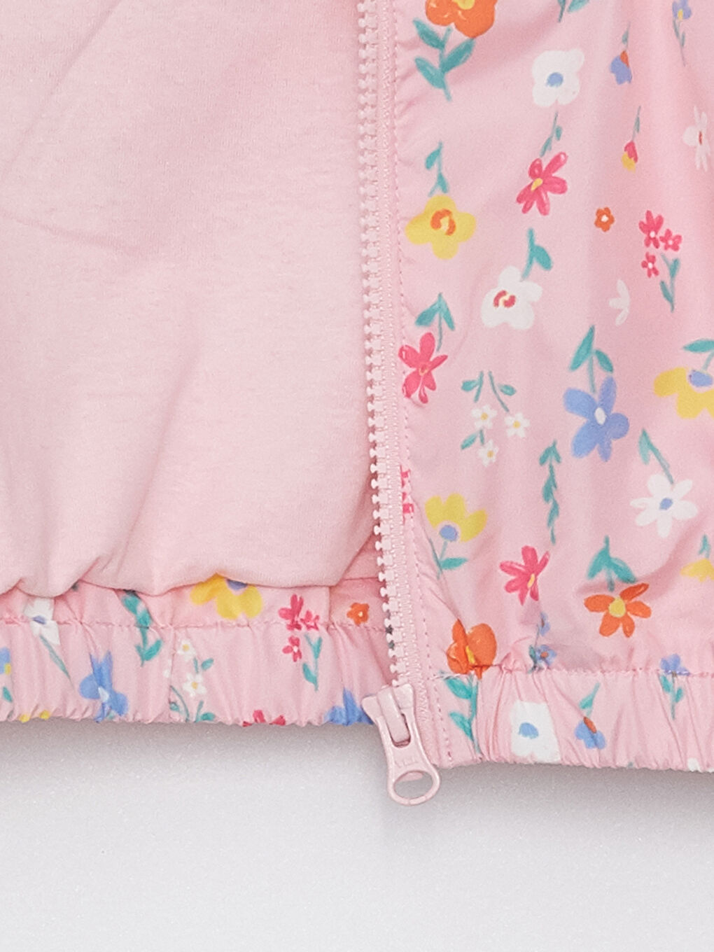 Pembe Kapüşonlu Uzun Kollu Baskılı Kız Bebek Mont-1