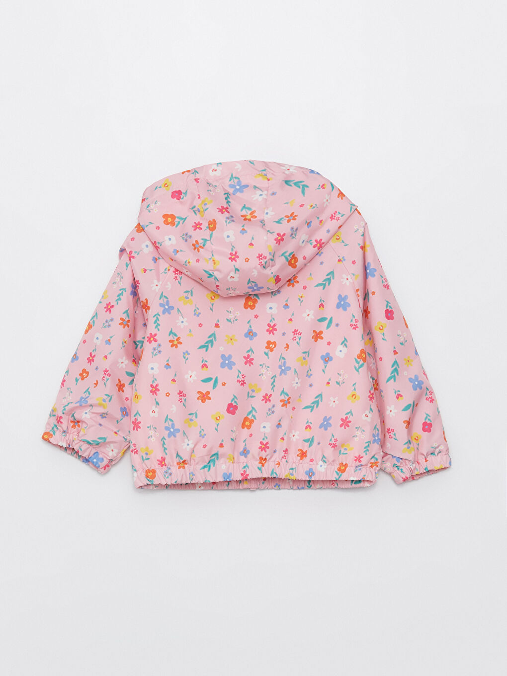 Pembe Kapüşonlu Uzun Kollu Baskılı Kız Bebek Mont-2