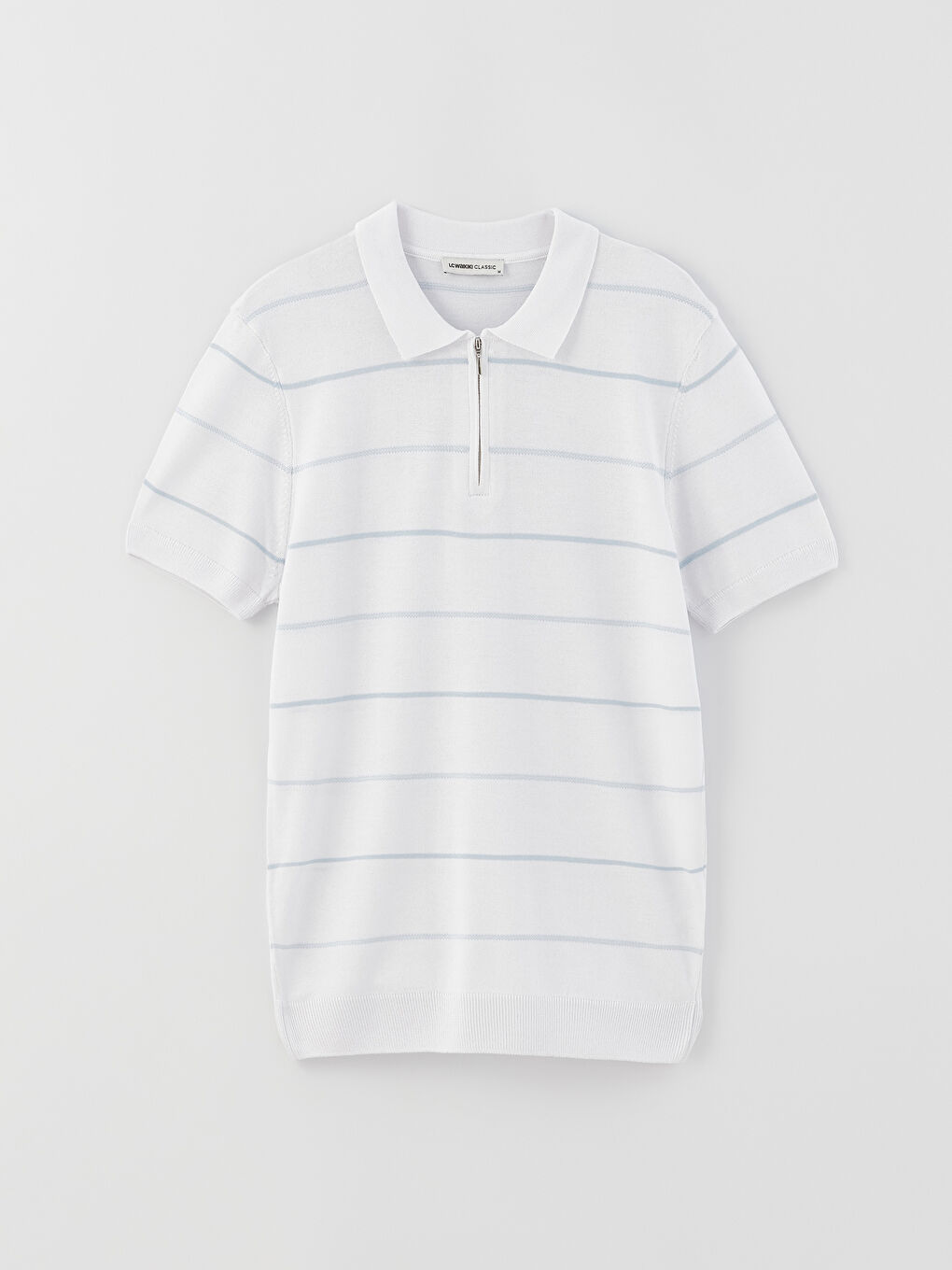 Polo Neck Short Sleeve Striped Men's Knitwear Sweater -S31803Z8-Q6K