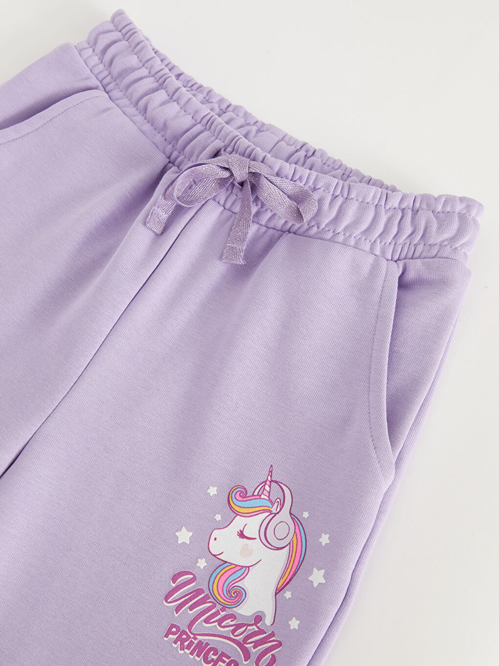 Lila Beli Lastikli Baskılı Kız Çocuk Eşofman Altı-1