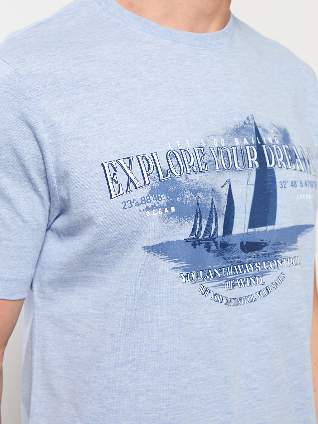 SOUTHBLUE Crew Neck Short Sleeve Printed Combed Cotton Men's T-shirt -S31814Z8-L8Y