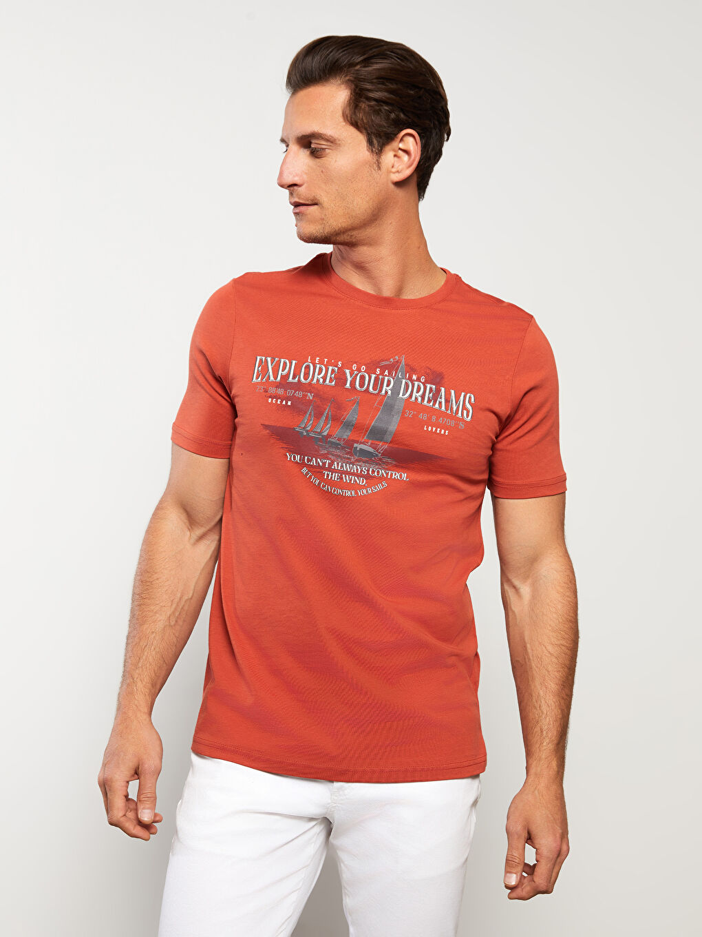 LC Waikiki Crew Neck Short Sleeve Printed Combed Cotton Men's T-shirt -S31814Z8-SNB
