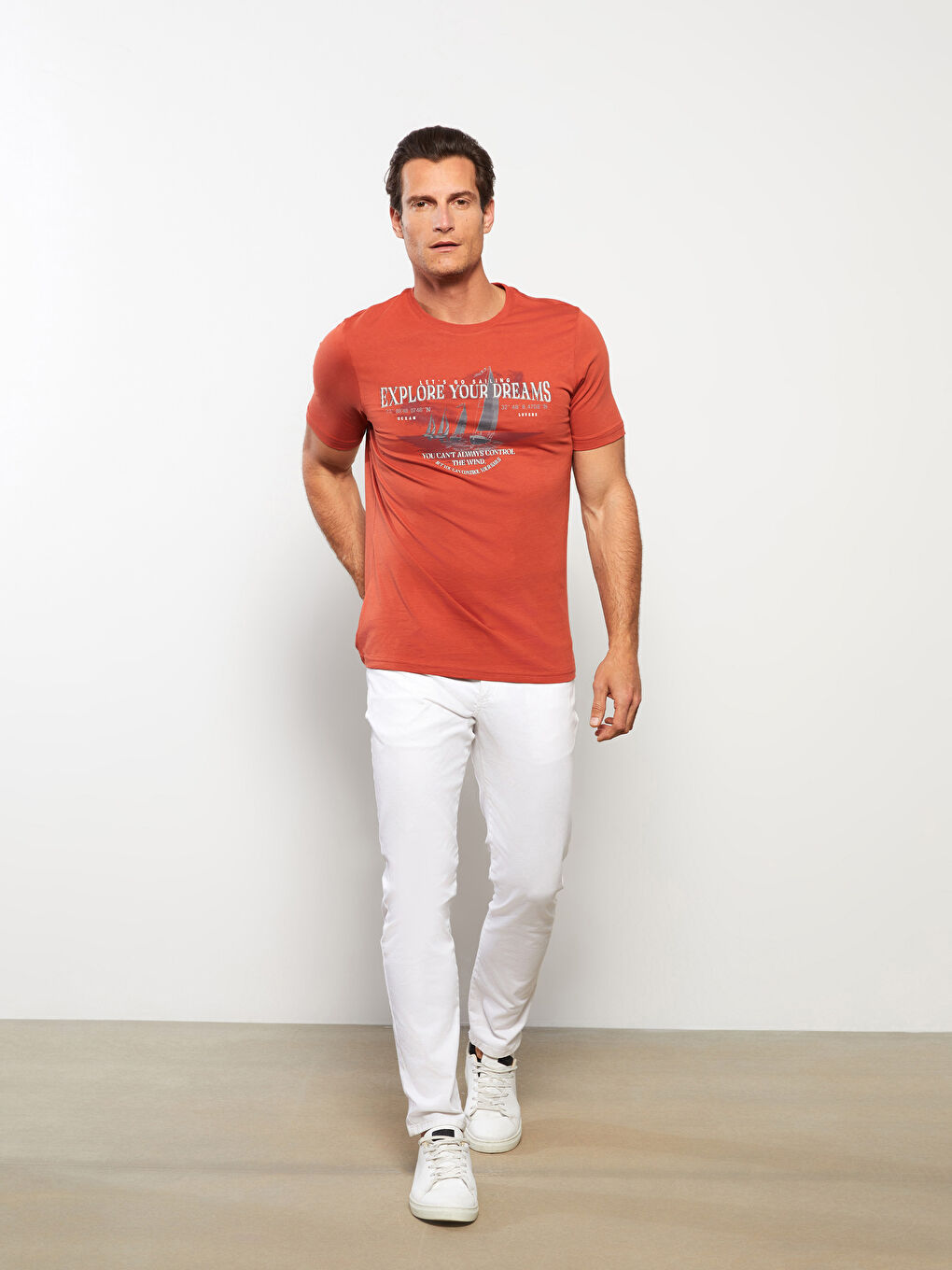 LC Waikiki Crew Neck Short Sleeve Printed Combed Cotton Men's T-shirt -S31814Z8-SNB