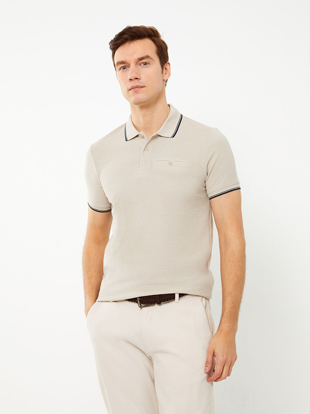 Tricou cu Guler Polo și Mânecă Scurtă pentru Bărbați-1