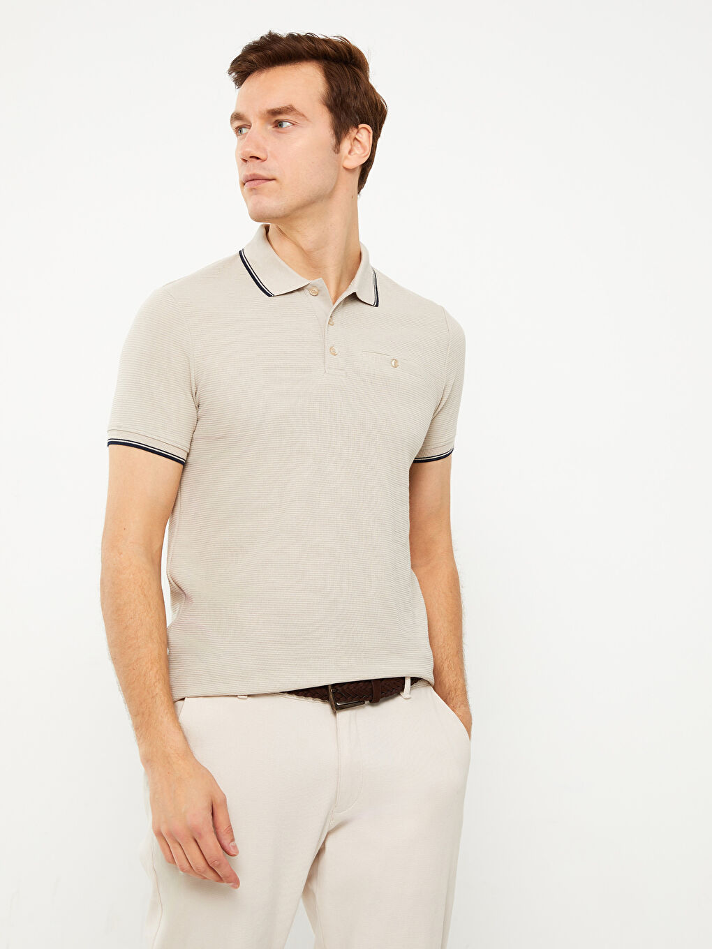 Tricou cu Guler Polo și Mânecă Scurtă pentru Bărbați-2