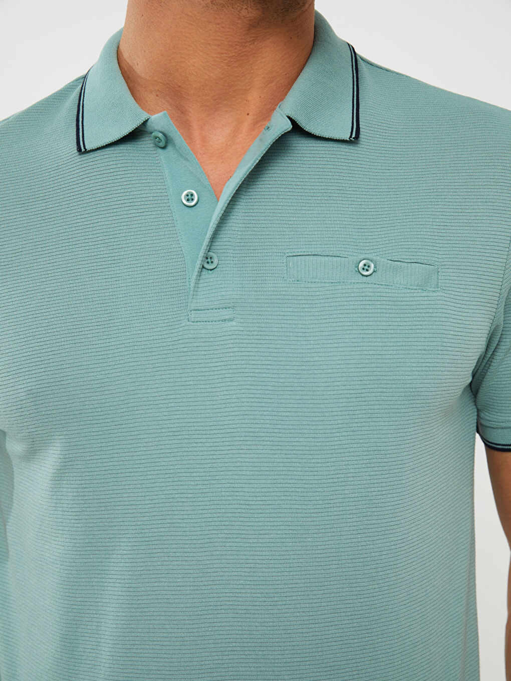 Ерлерге арналған поло жағалы қысқа жең футболка-3