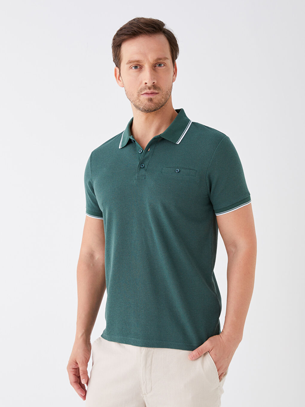 Polo Neck Short Sleeve Men's T-Shirt-1