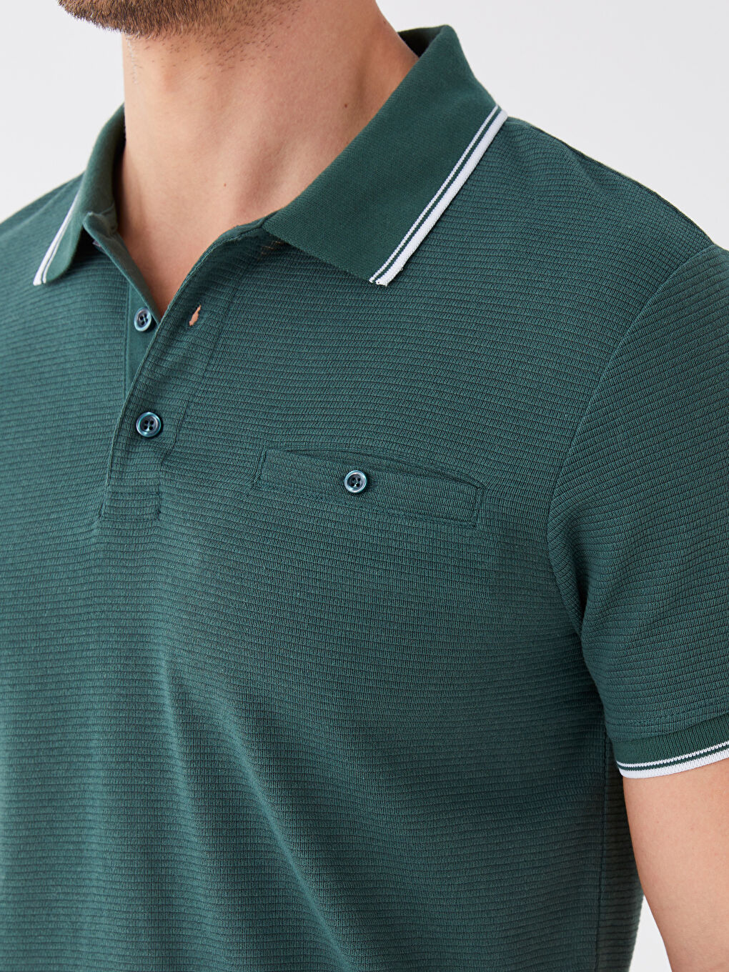 Polo Neck Short Sleeve Men's T-Shirt-3