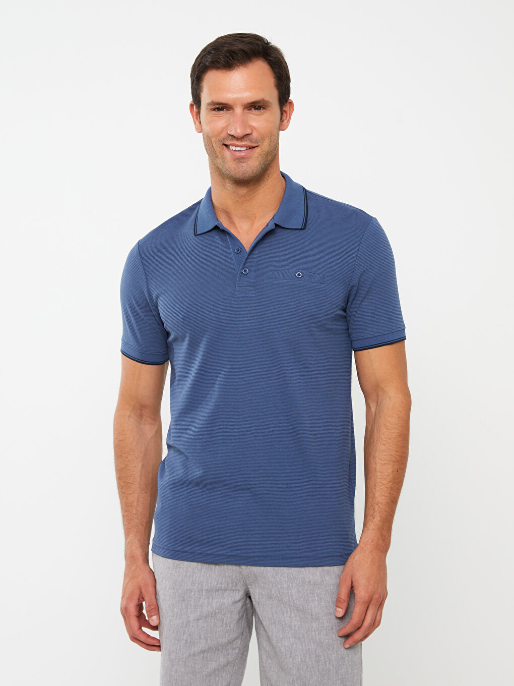 Polo Neck Short Sleeve Men's T-Shirt-1