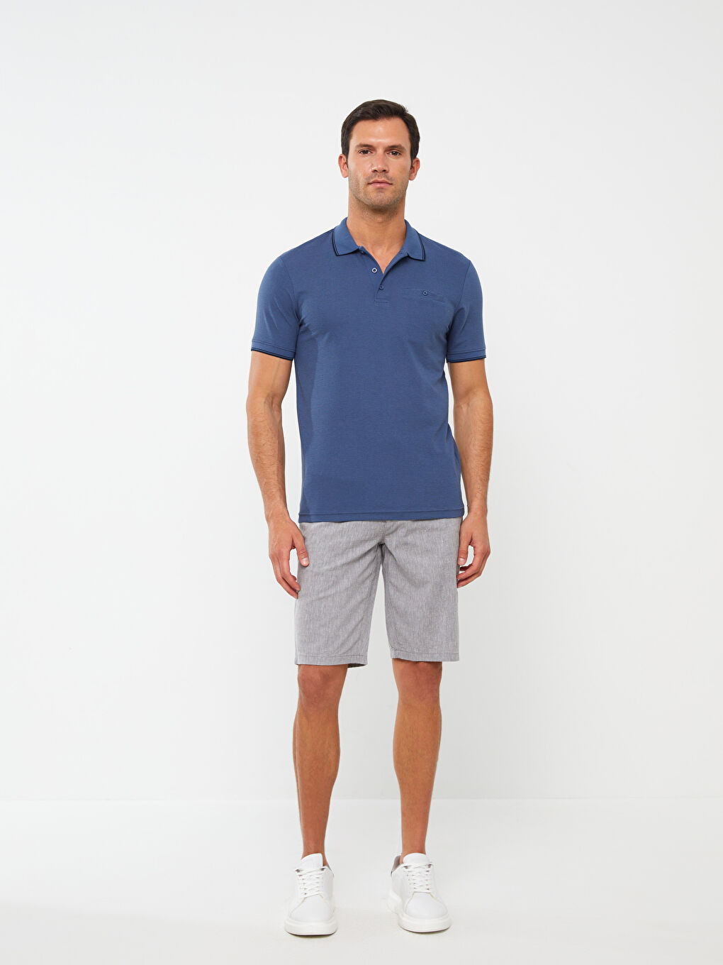 Polo Neck Short Sleeve Men's T-Shirt-2