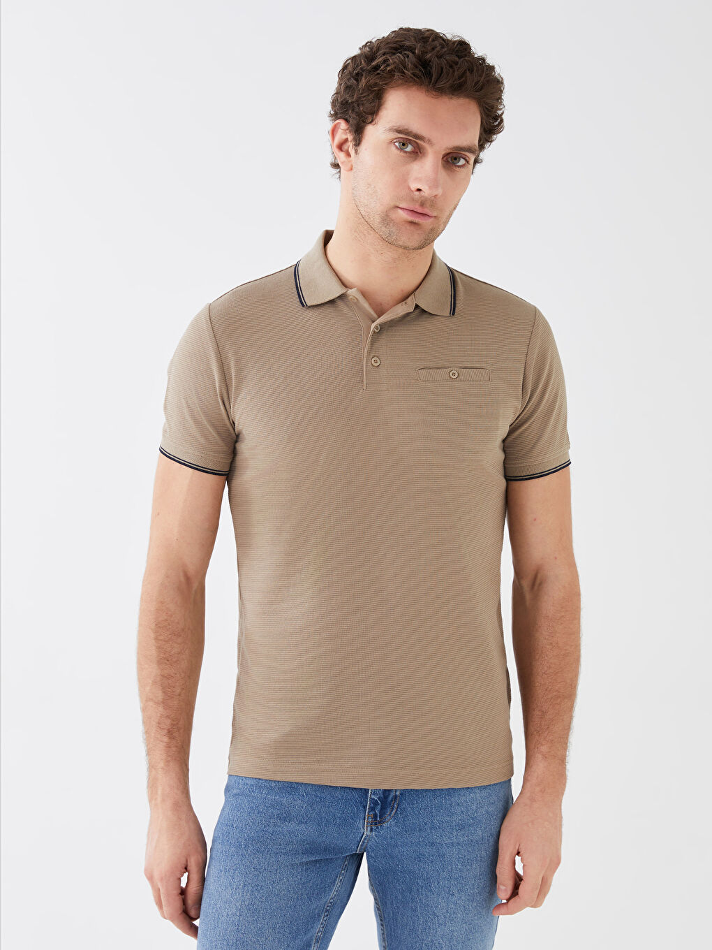 Polo Neck Short Sleeve Men's T-Shirt-1