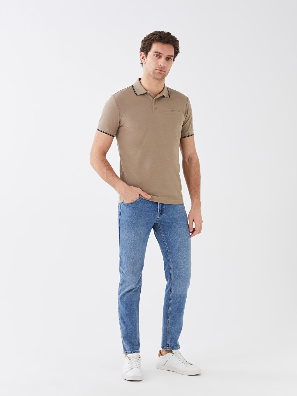 Polo Neck Short Sleeve Men's T-Shirt-2
