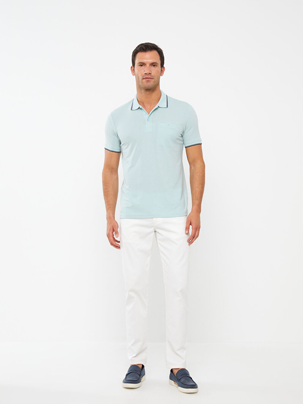 Ерлерге арналған поло жағалы қысқа жең футболка-2