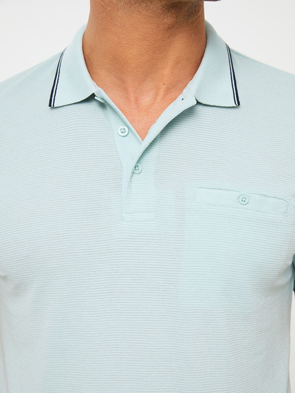 Ерлерге арналған поло жағалы қысқа жең футболка-3