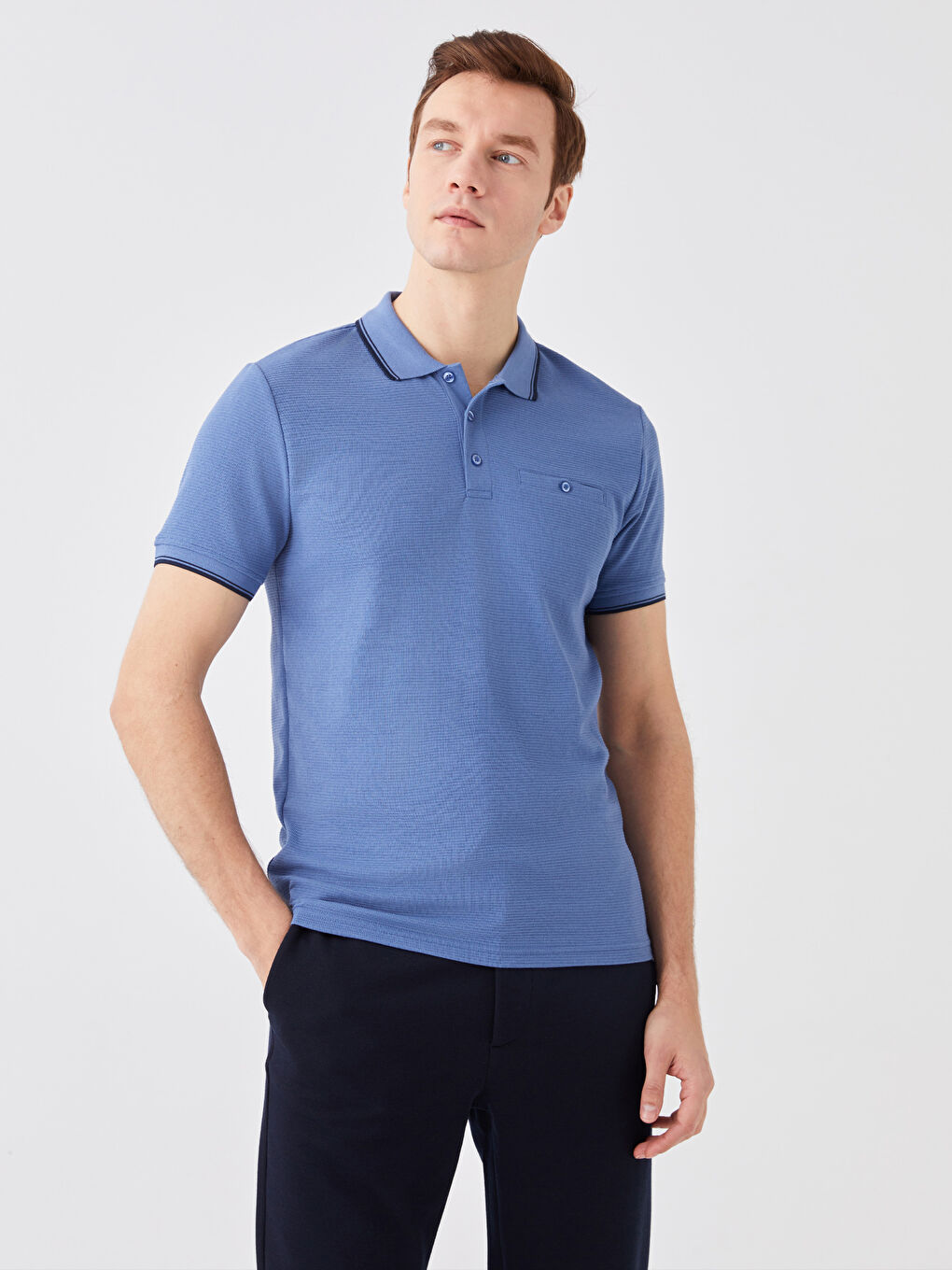 تيشيرت ياقة بولو كم قصير للرجال-1