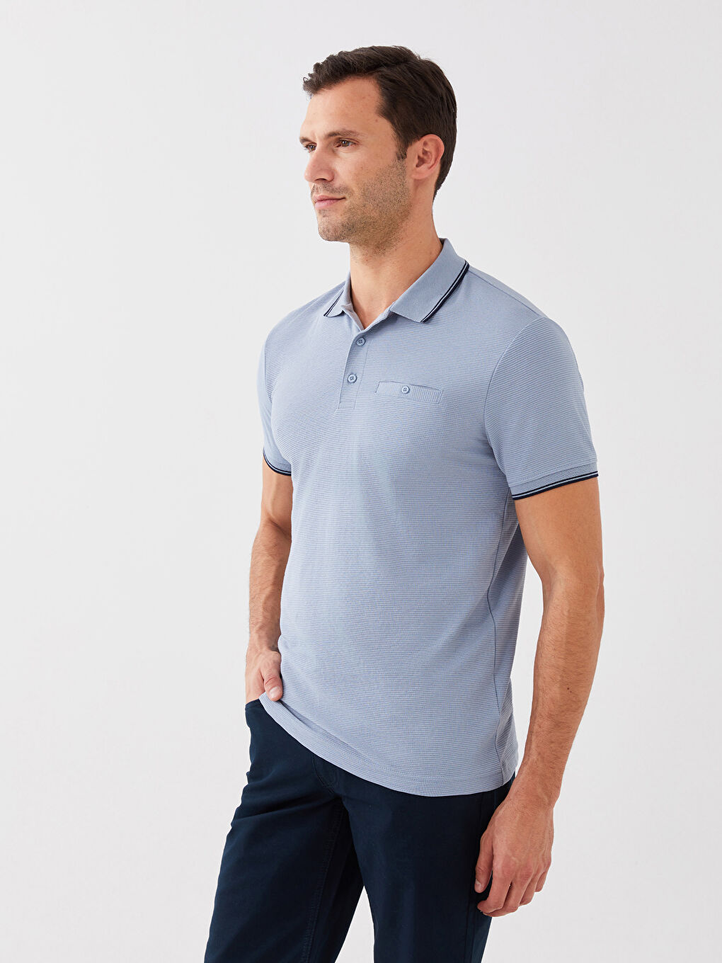 Polo Neck Short Sleeve Men's T-Shirt-2