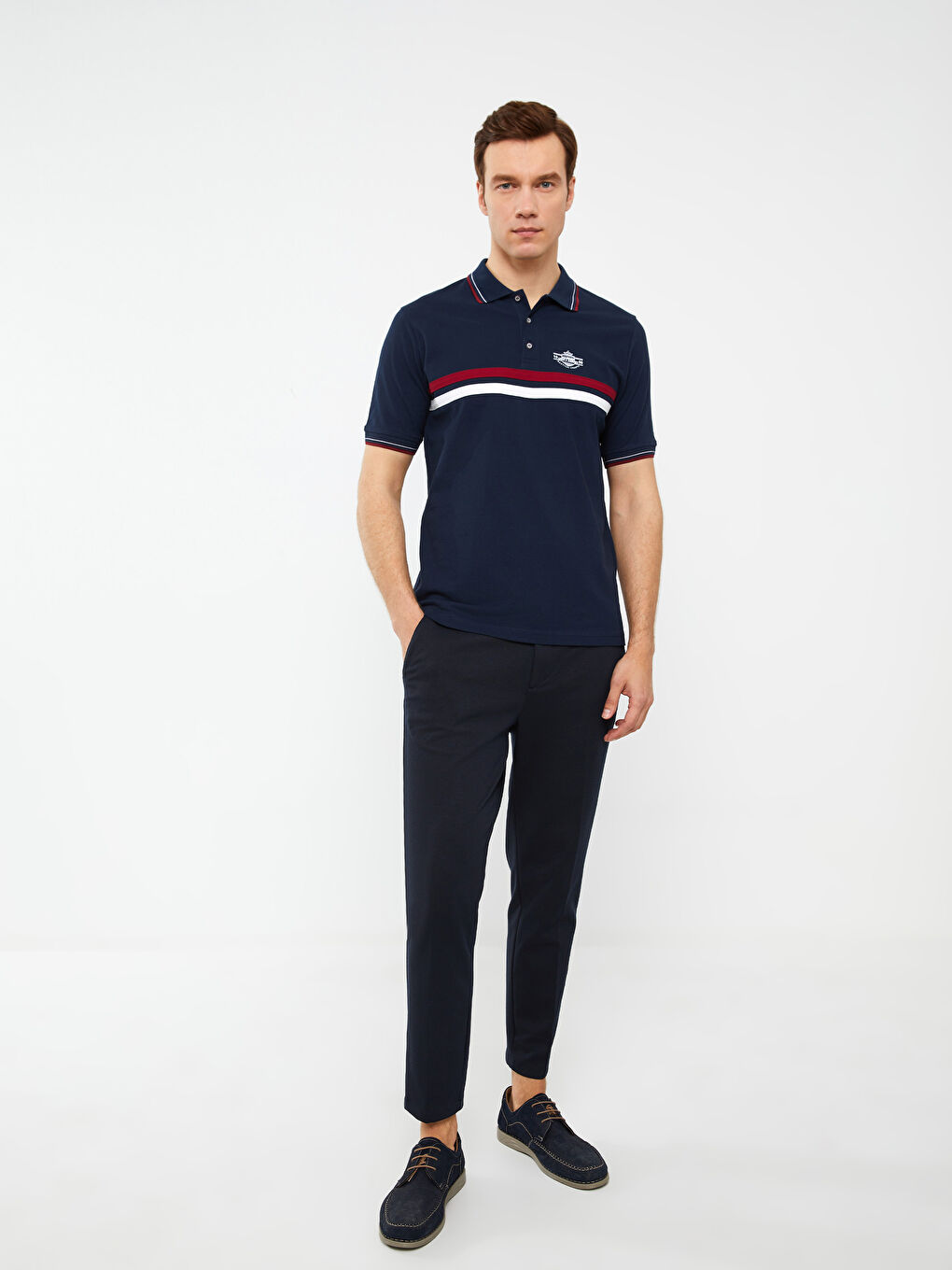 Polo Neck Short Sleeve Color Block Pique Men's T-Shirt-2