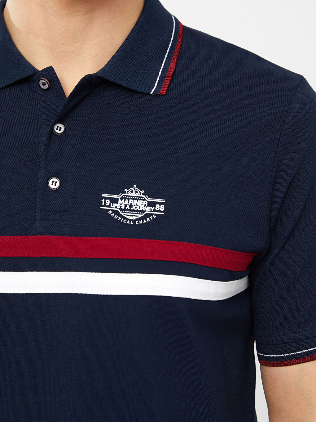 Polo Neck Short Sleeve Color Block Pique Men's T-Shirt-3