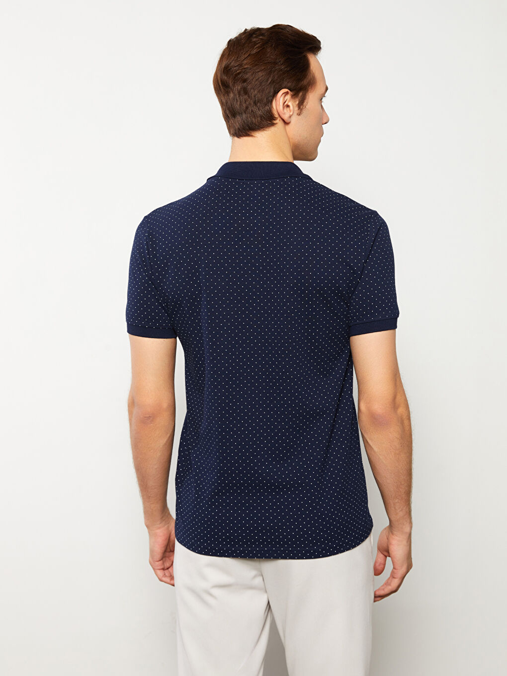 Polo Neck Short Sleeve Patterned Pique Men's T-Shirt-4