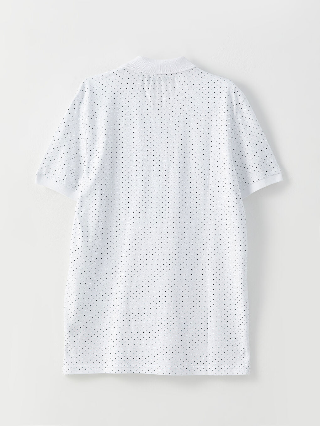 Beyaz Polo Yaka Kısa Kollu Desenli Pike Erkek Tişört-6