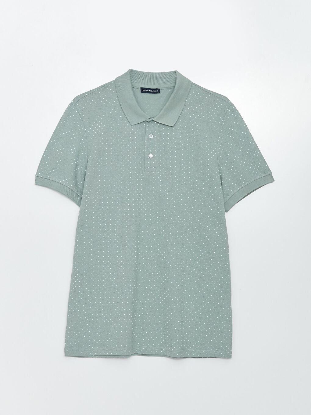 Yeşil Polo Yaka Kısa Kollu Desenli Pike Erkek Tişört-4