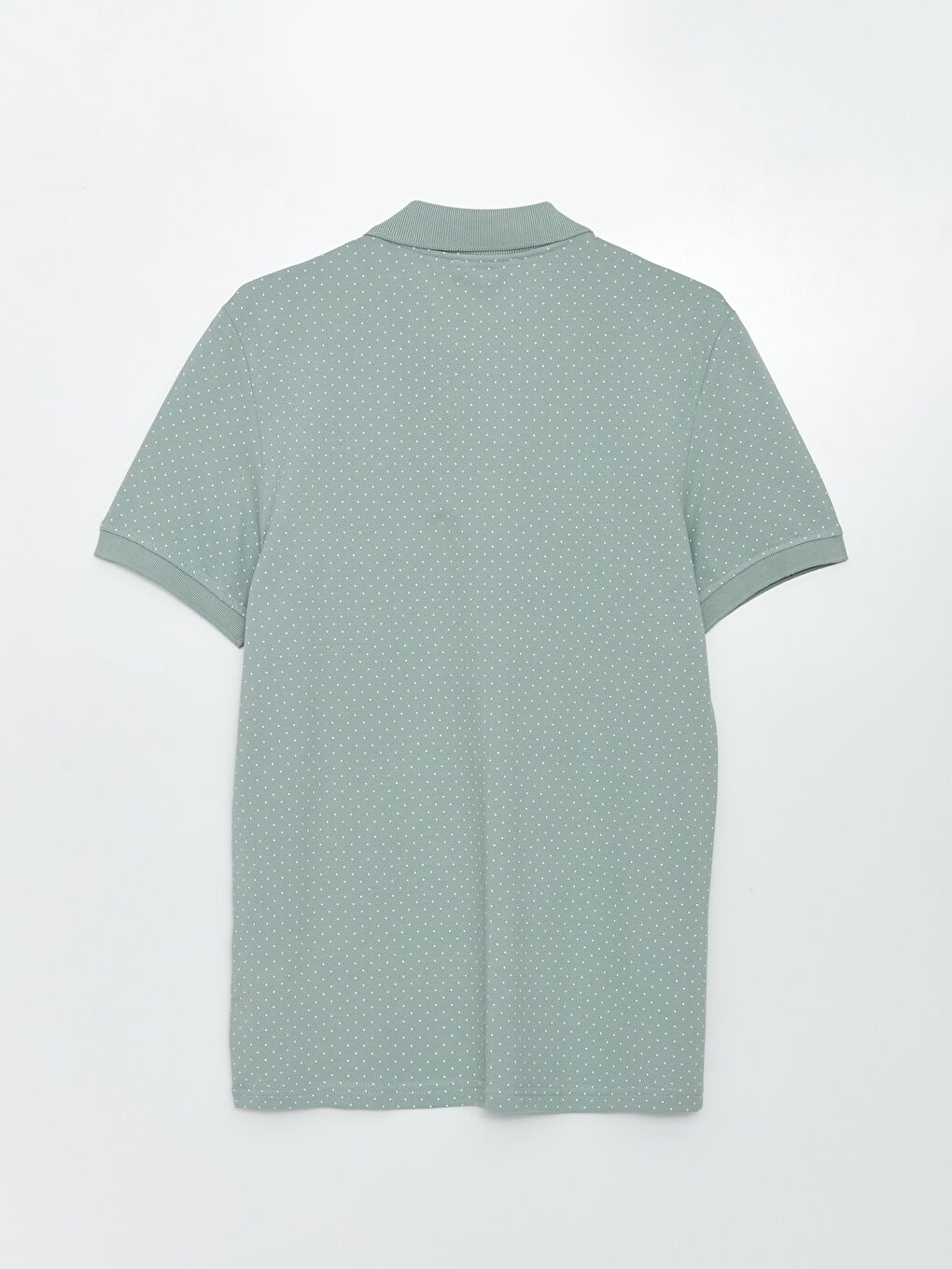 Yeşil Polo Yaka Kısa Kollu Desenli Pike Erkek Tişört-5