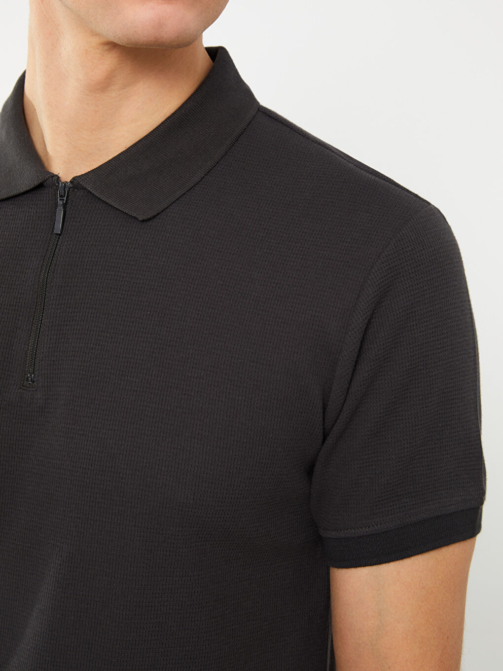 Antrasit Polo Yaka Kısa Kollu Erkek Tişört-3