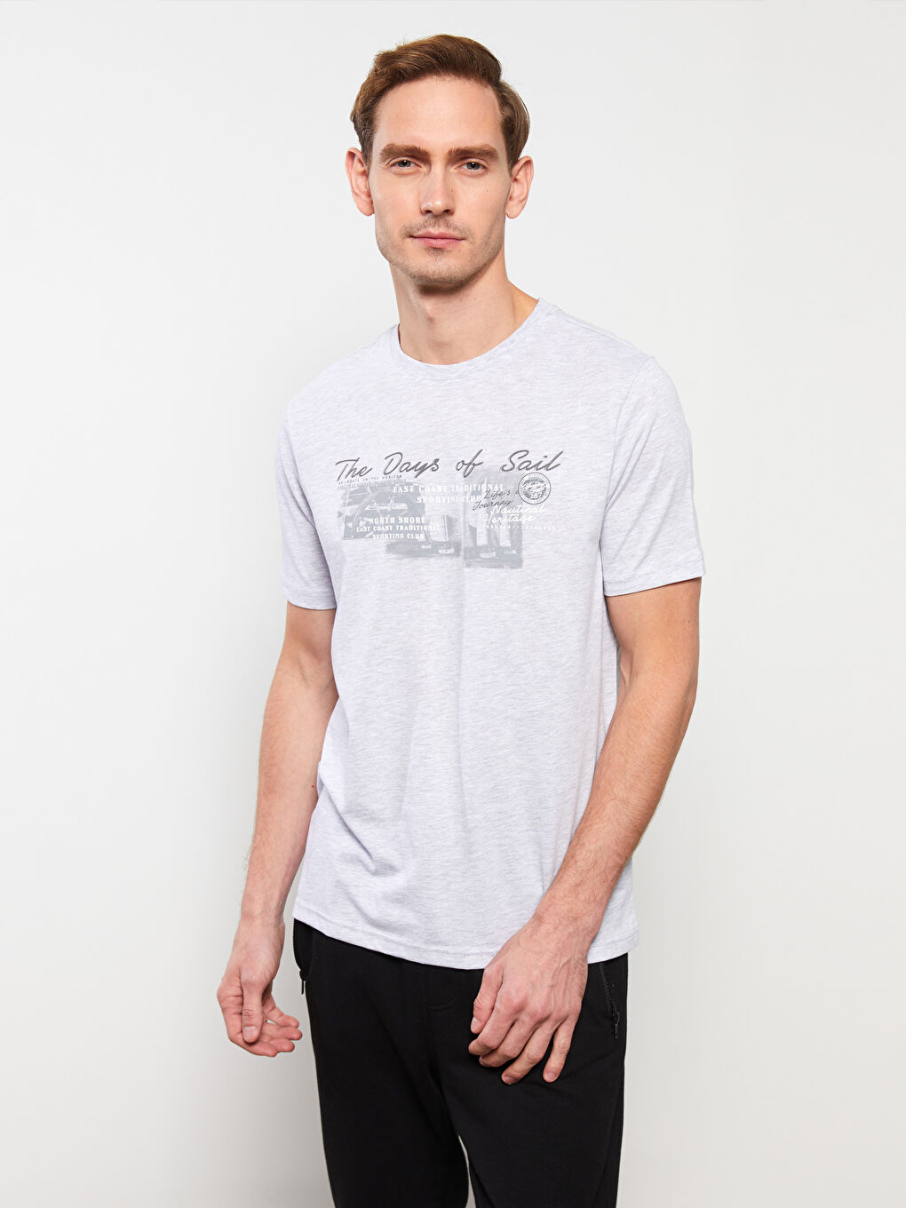 Футболка Мужская с Круглым Вырезом, Коротким Рукавом, С Принтом, Из Гребенного Хлопка