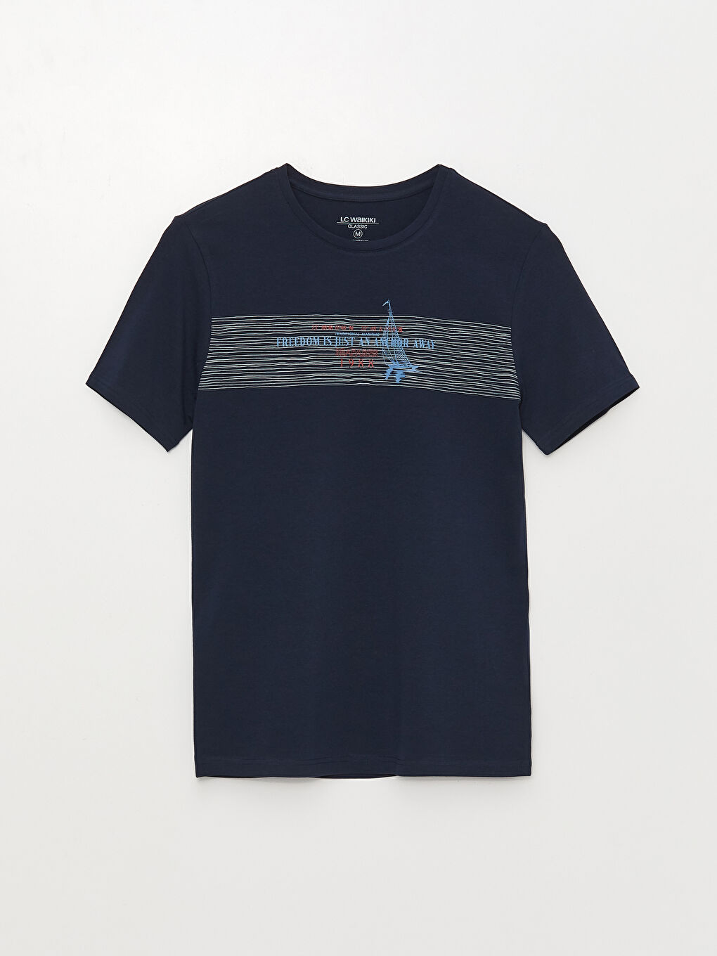 تيشيرت رجالي ياقة دائرية كم قصير مطبوع قطن ممشط-5