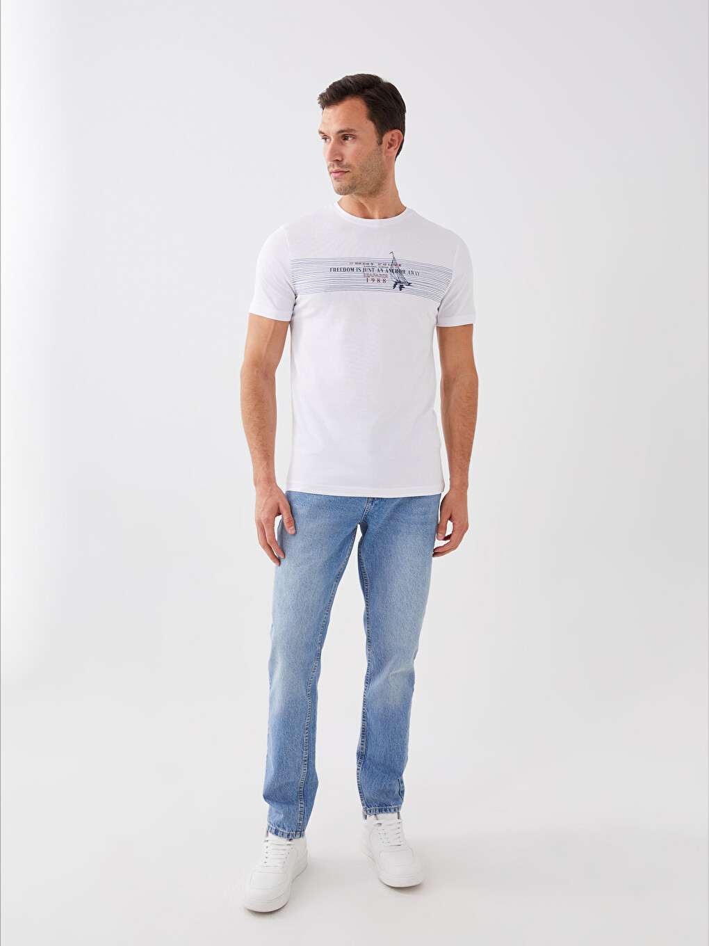 Crew Neck Short Sleeve Printed Combed Cotton Men's T-shirt-1