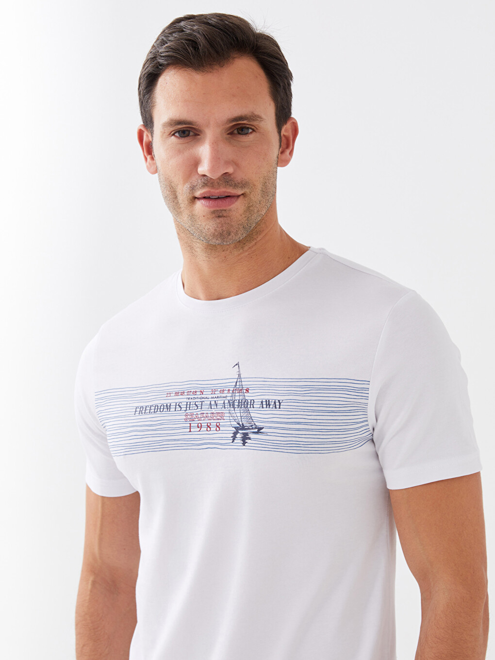 Crew Neck Short Sleeve Printed Combed Cotton Men's T-shirt-2
