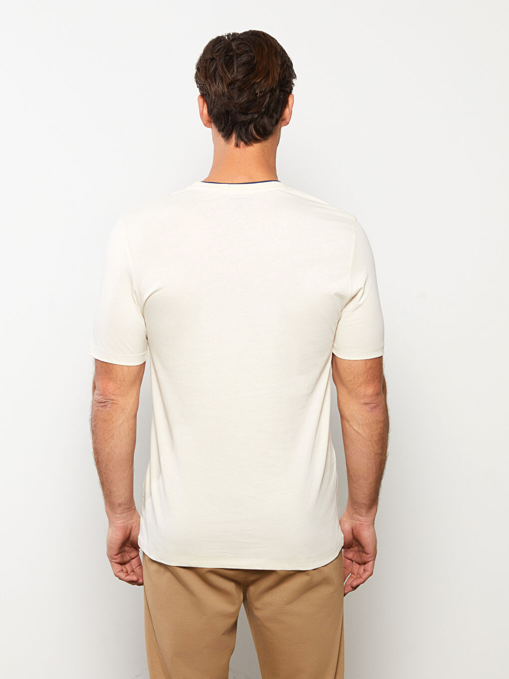 Tricou cu Mânecă Scurtă Imprimat pentru Bărbați cu Guler Rotund-4