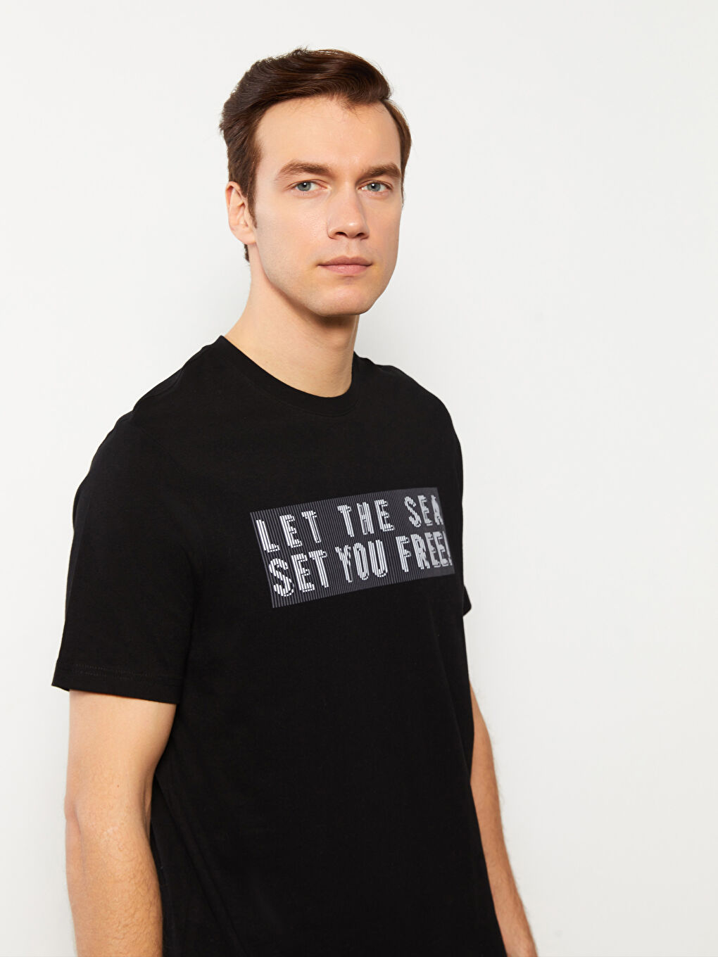 Crew Neck Short Sleeve Printed Combed Cotton Men's T-shirt -S31840Z8-CVL