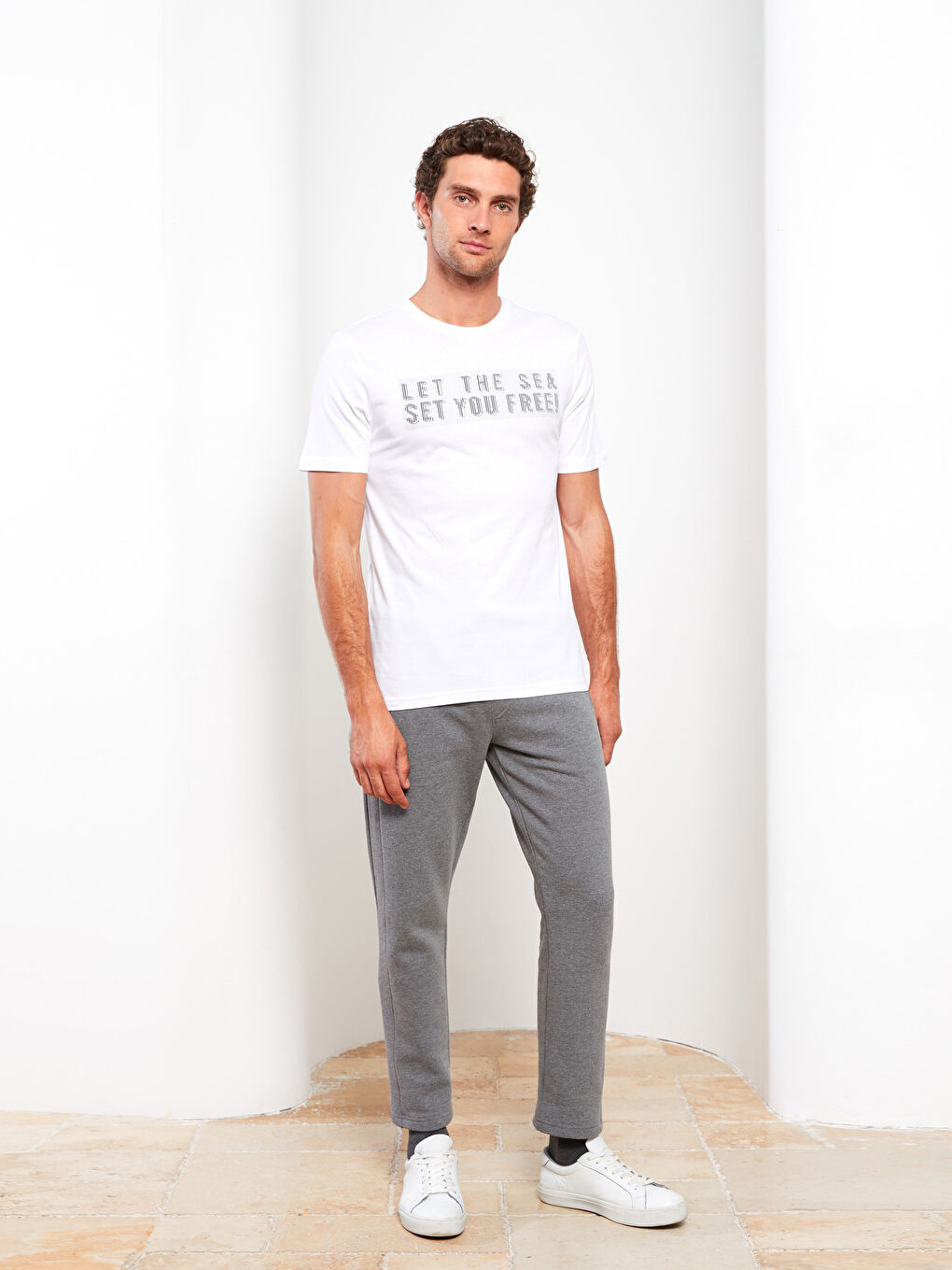 Crew Neck Short Sleeve Printed Combed Cotton Men's T-shirt -S31840Z8-Q6K