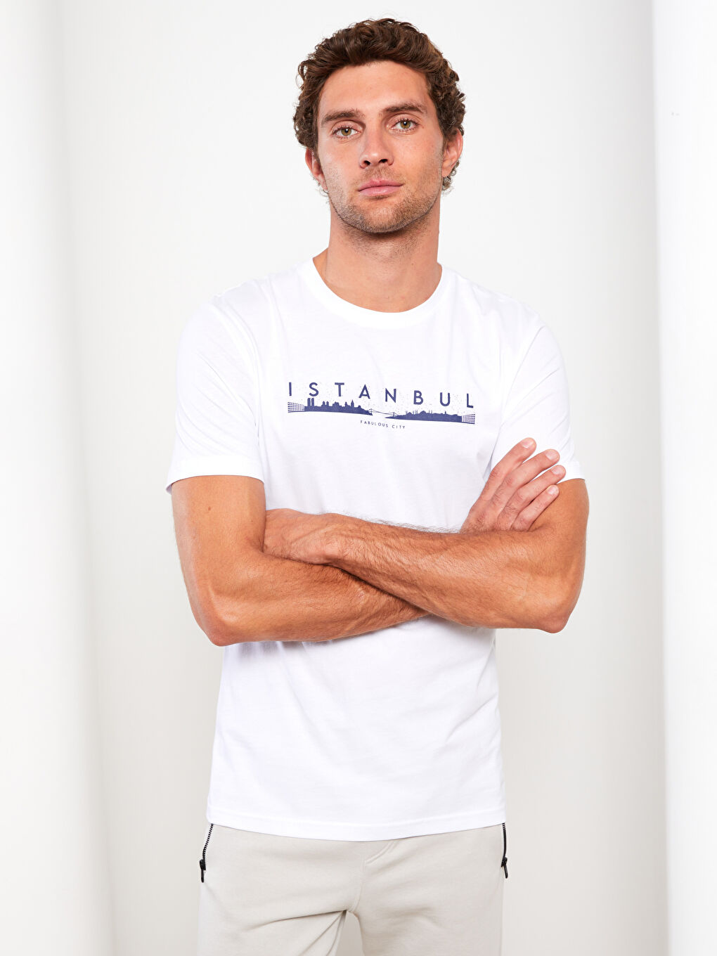 Crew Neck Short Sleeve Istanbul Printed Jersey Men's T-Shirt -S31841Z8-Q6K