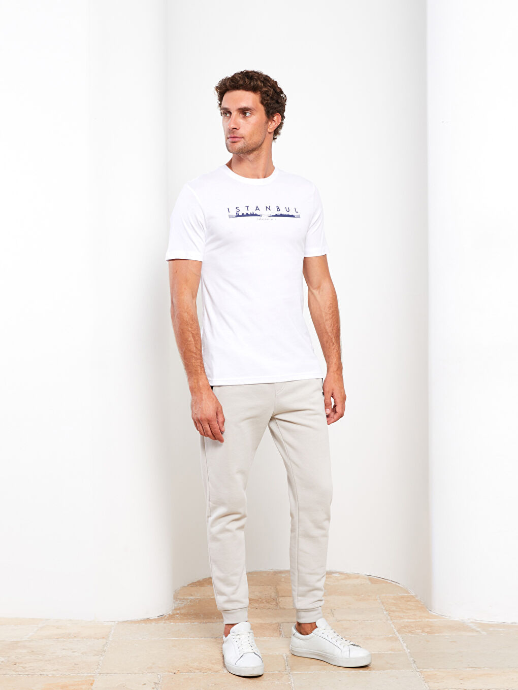 Crew Neck Short Sleeve Istanbul Printed Jersey Men's T-Shirt -S31841Z8-Q6K
