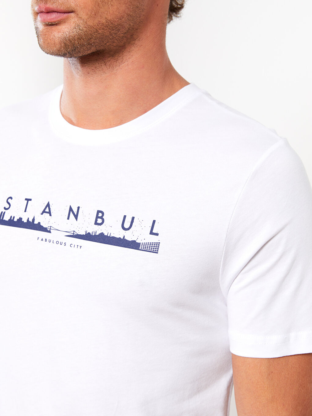 Crew Neck Short Sleeve Istanbul Printed Jersey Men's T-Shirt -S31841Z8-Q6K