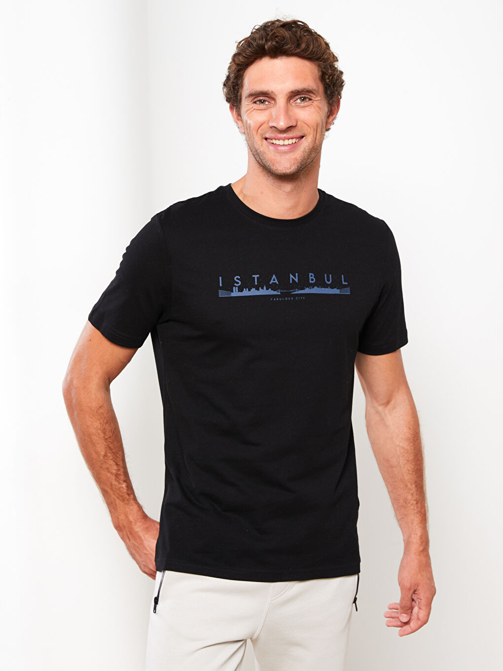 Crew Neck Short Sleeve Istanbul Printed Jersey Men's T-Shirt