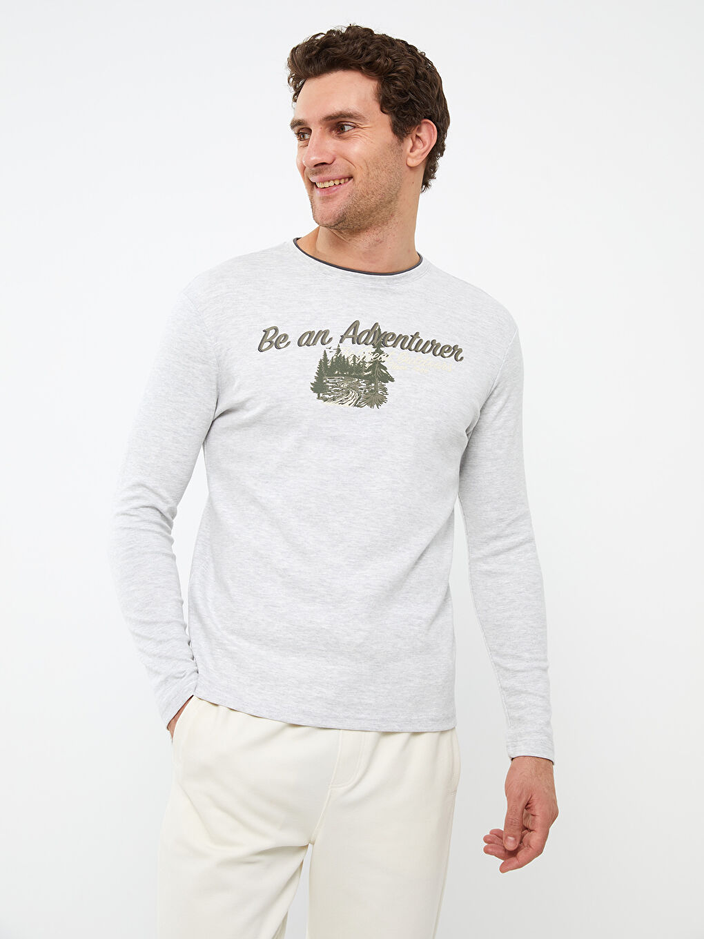 Crew Neck Long Sleeve Printed Men's Sweatshirt-1