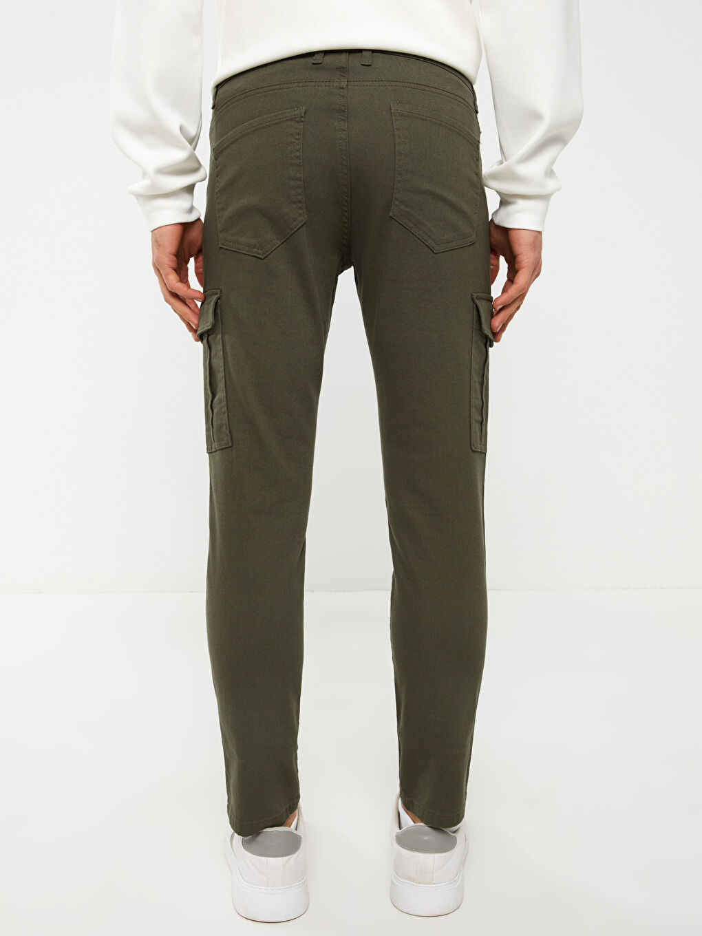 Haki Slim Fit Gabardin Erkek Kargo Pantolon-4