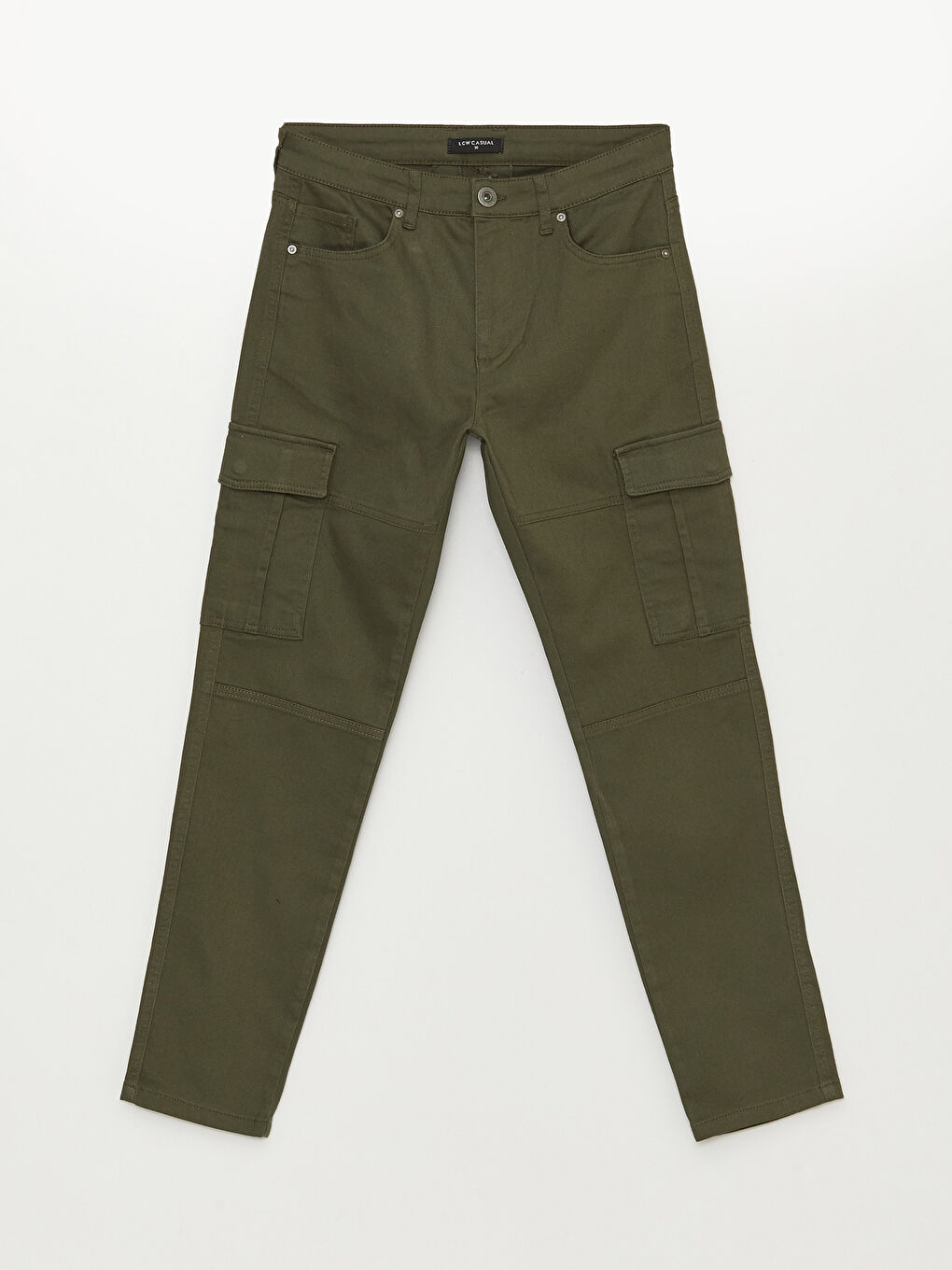 Haki Slim Fit Gabardin Erkek Kargo Pantolon-5