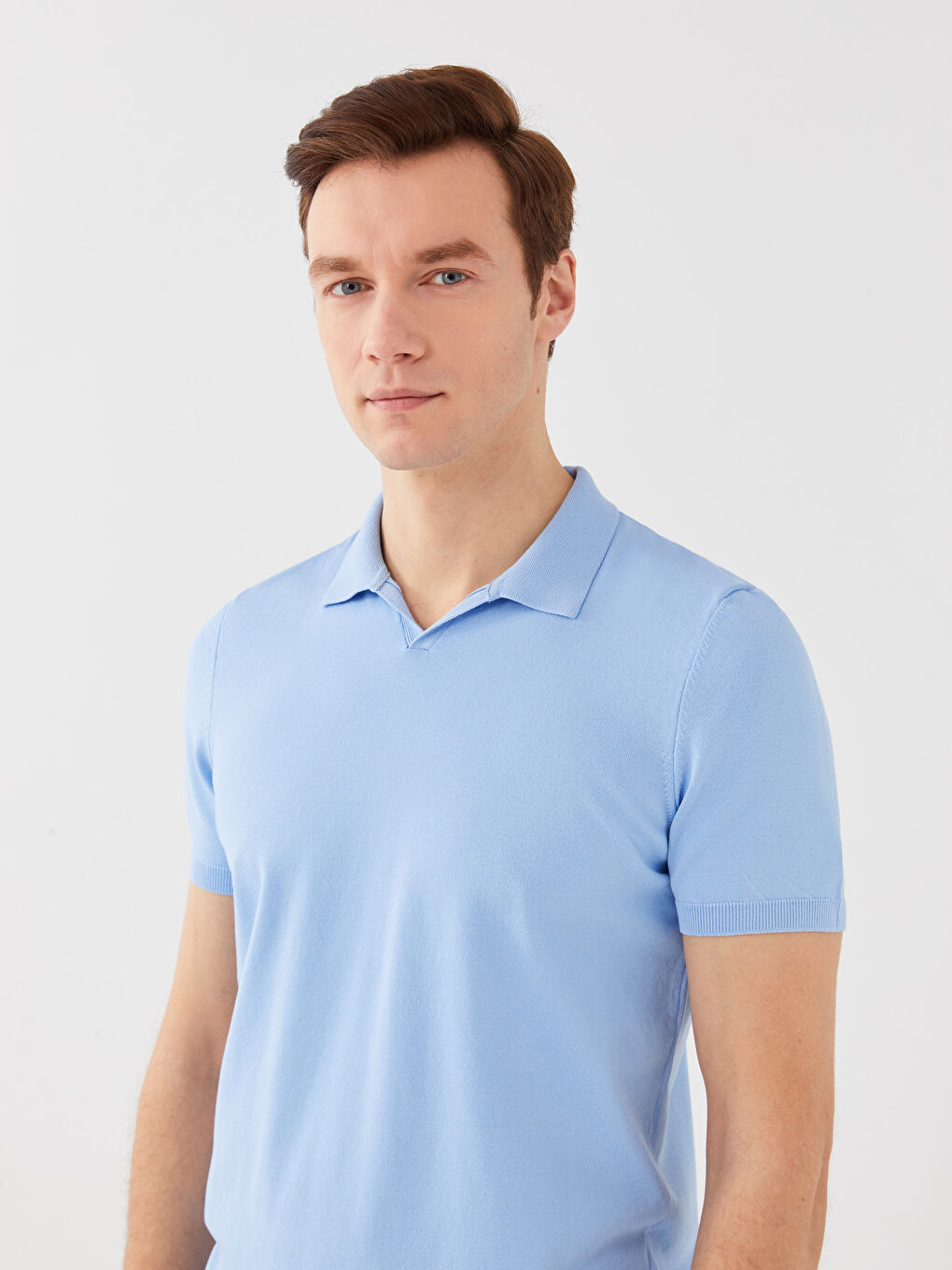 ерлерге арналған поло жағалы қысқа жең трикотаж жемпір