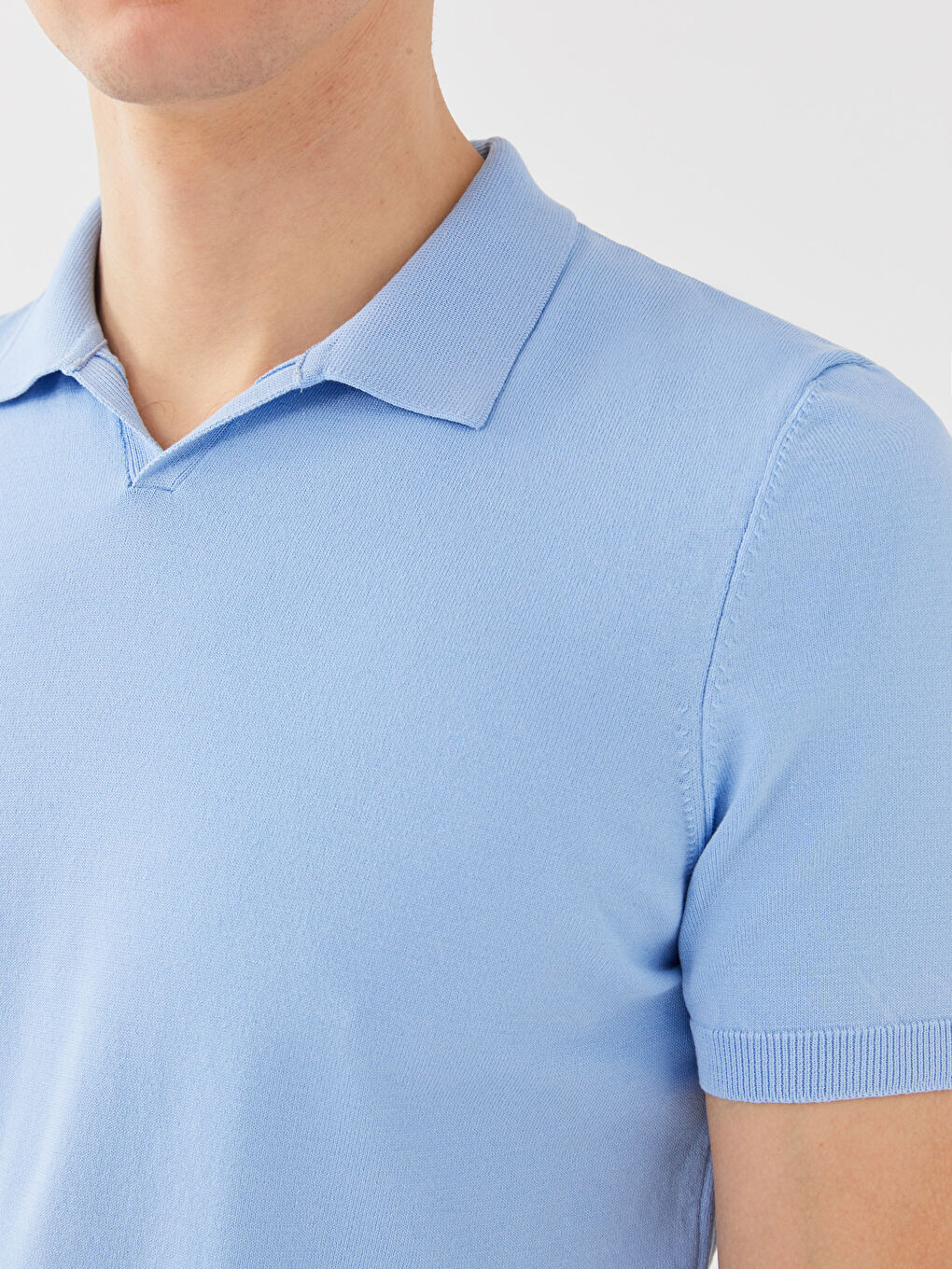 ерлерге арналған поло жағалы қысқа жең трикотаж жемпір-3