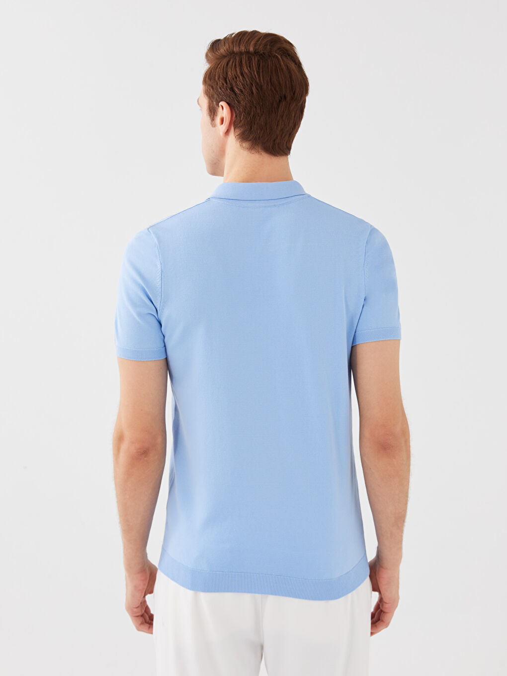 ерлерге арналған поло жағалы қысқа жең трикотаж жемпір-4