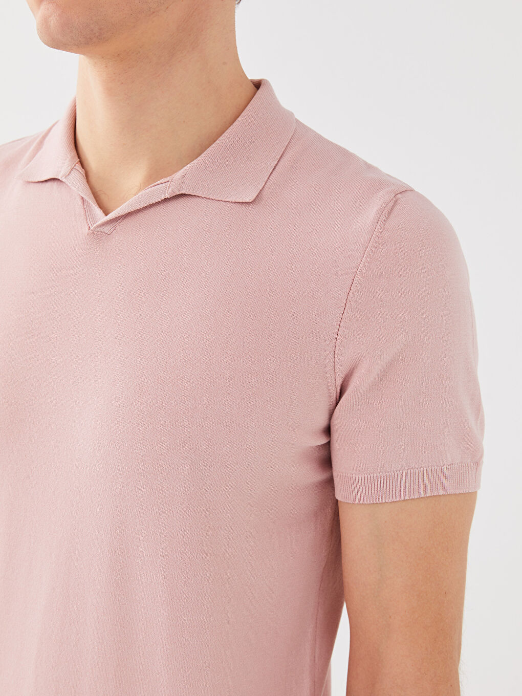 Pulover Tricotat cu Guler Polo și Mânecă Scurtă pentru Bărbați-3