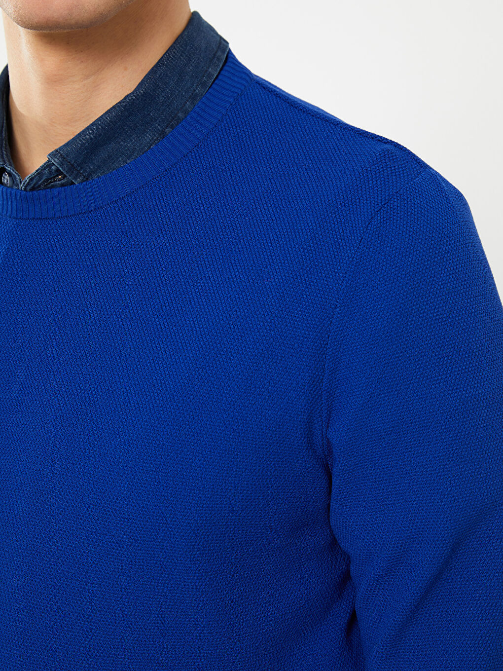 Crew Neck Long Sleeve Men's Tricot Sweater -S31865Z8-HRS