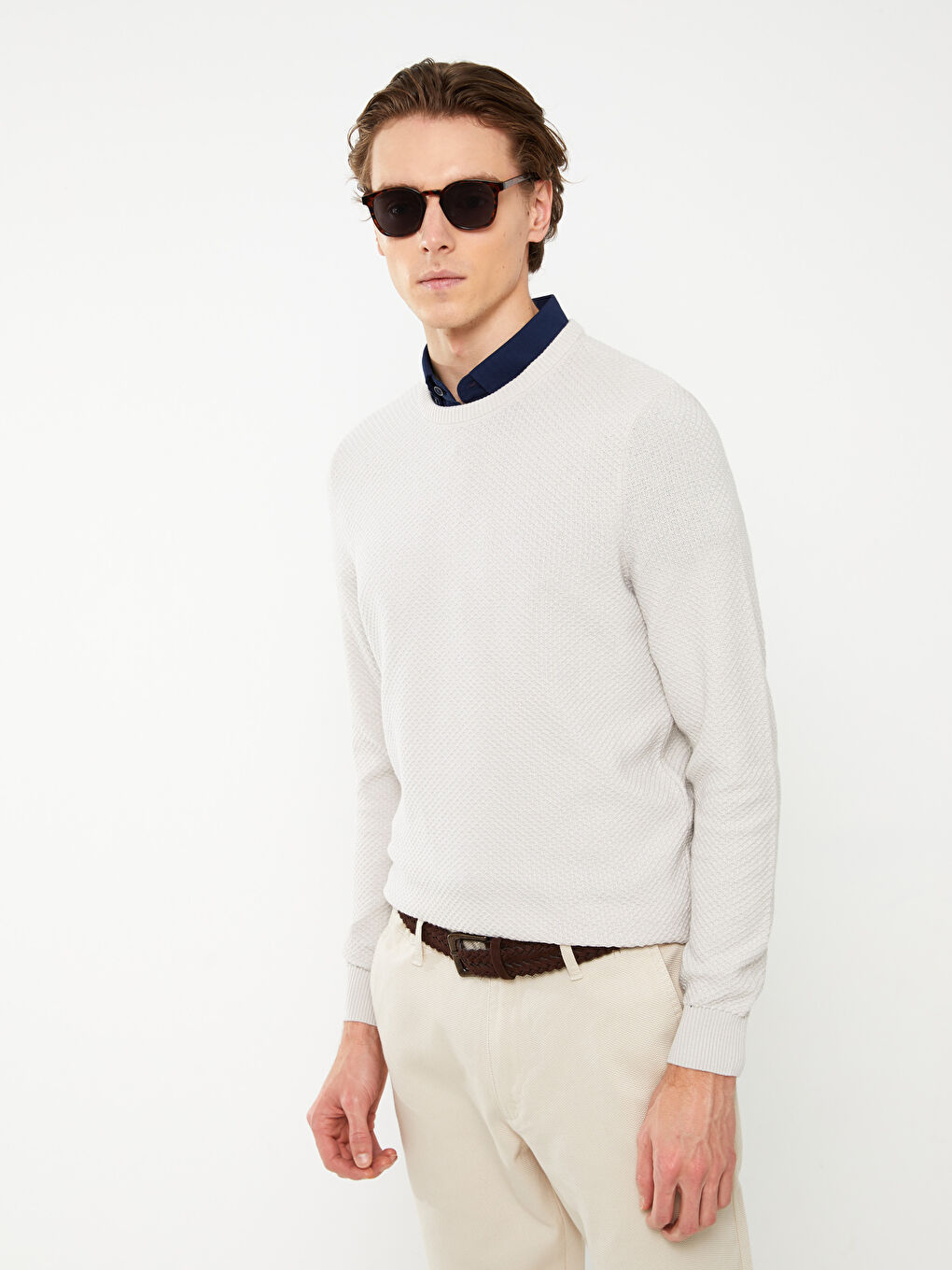 SOUTHBLUE Crew Neck Long Sleeve Men's Tricot Sweater -S31866Z8-G7L