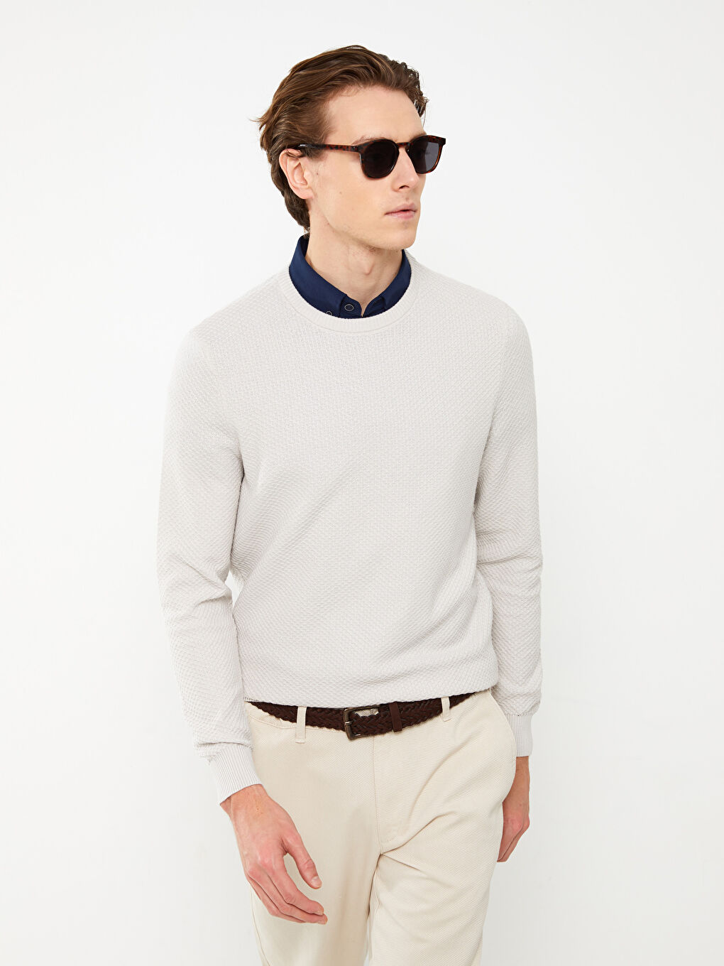 SOUTHBLUE Crew Neck Long Sleeve Men's Tricot Sweater -S31866Z8-G7L