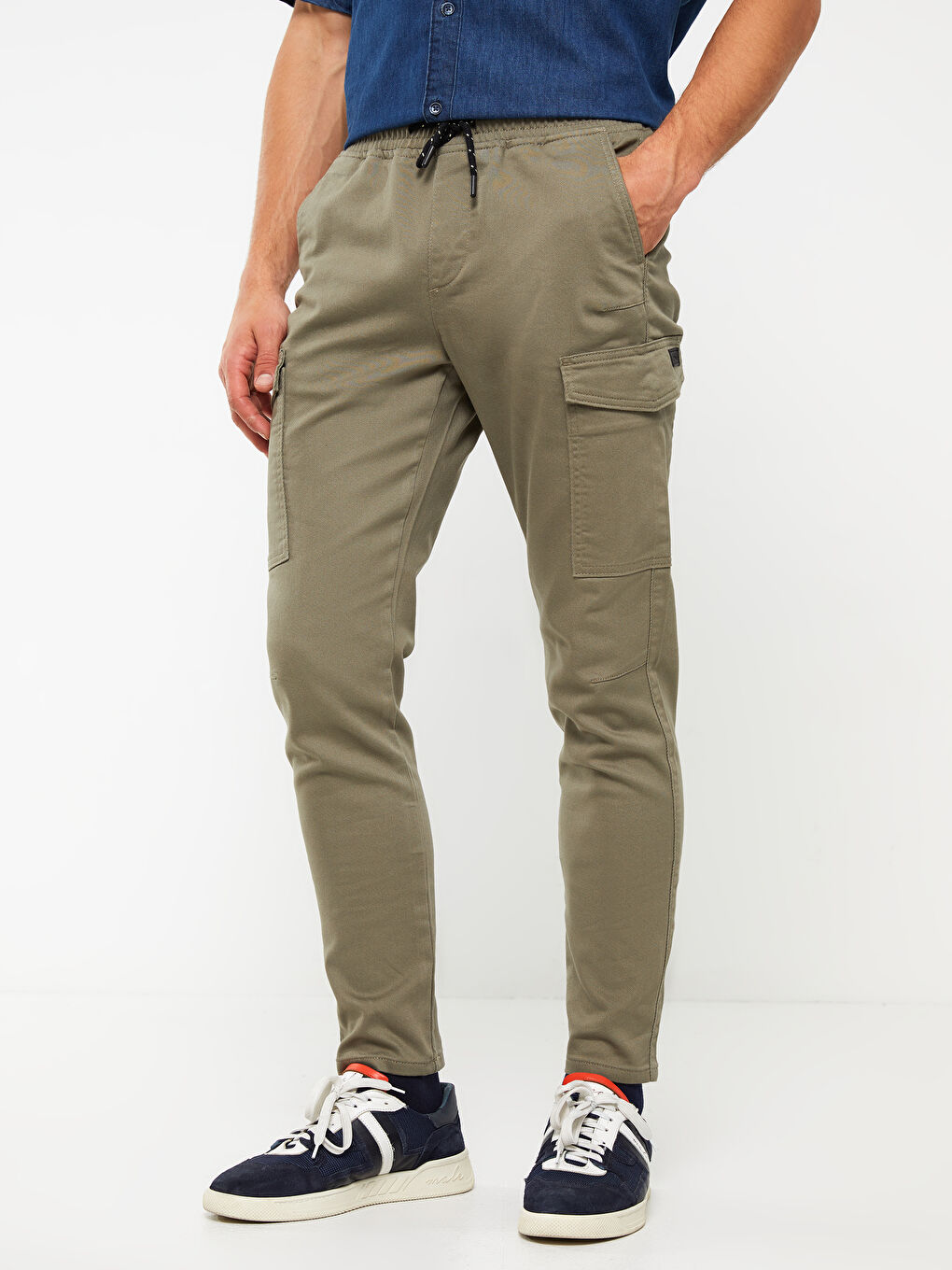 Haki Slim Fit Erkek Kargo Pantolon-2