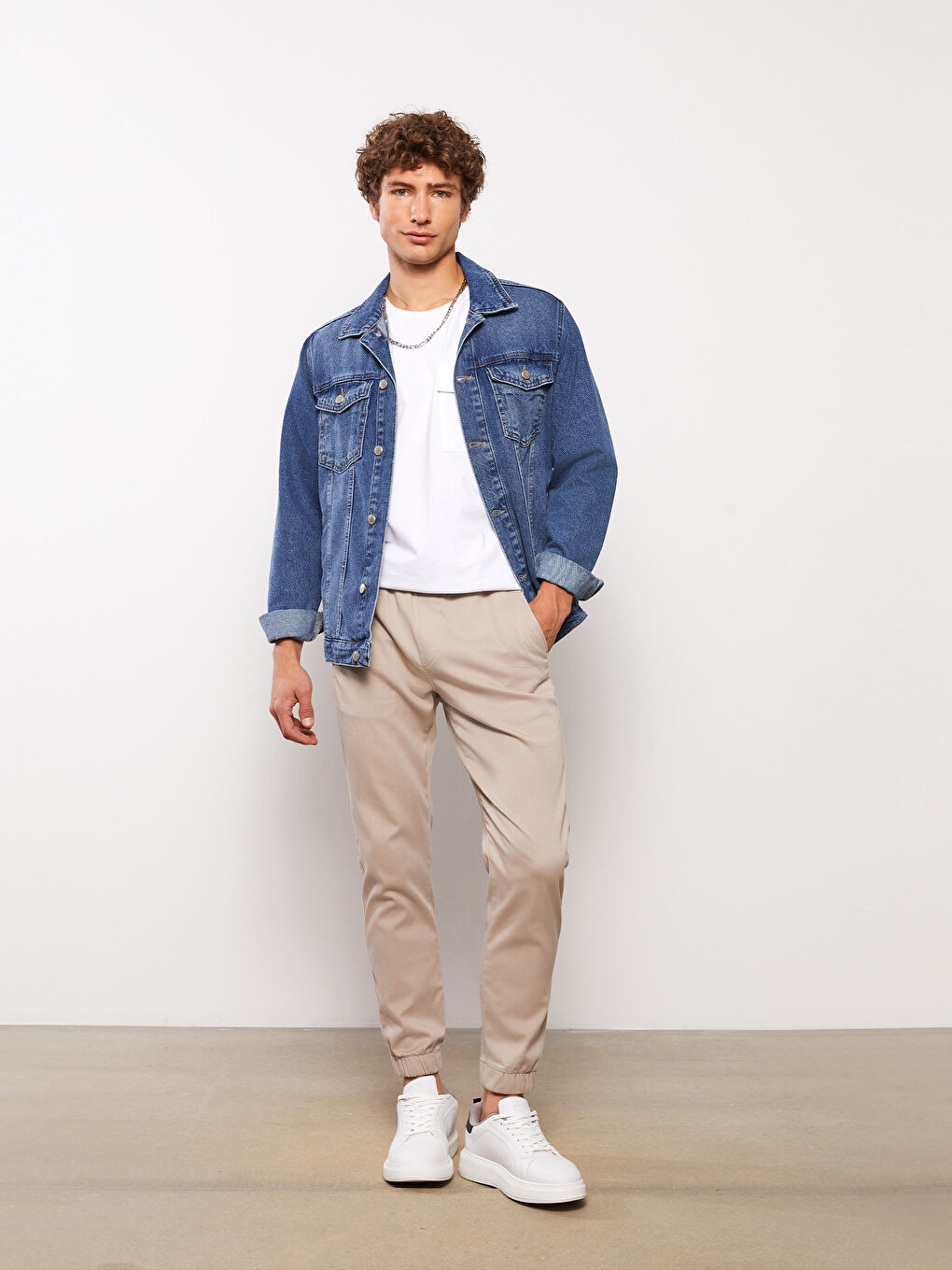 Bej Slim Fit Erkek Jogger Pantolon